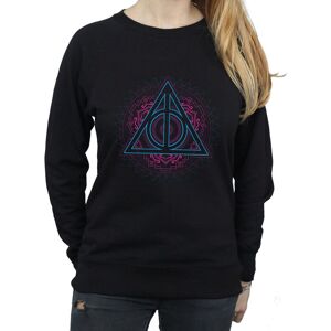 Harry Potter Women's Neon Deathly Hallows Sweatshirt in Black Size: Large Black L Harry Potter Women's Neon Deathly Hallows Sweatshirt in Black Size: Large Black L