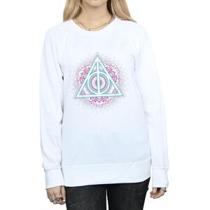 Harry Potter Women's Neon Deathly Hallows Sweatshirt in White Size: Small White S Harry Potter Women's Neon Deathly Hallows Sweatshirt in White Size: Small White S
