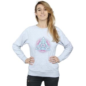Harry Potter Women's Neon Deathly Hallows Sweatshirt in Grey Size: Small Grey S Harry Potter Women's Neon Deathly Hallows Sweatshirt in Grey Size: Small Grey S