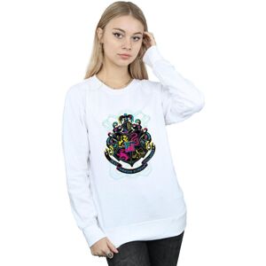 Harry Potter Women's Neon Hogwarts Crest Sweatshirt in White Size: Medium White M Harry Potter Women's Neon Hogwarts Crest Sweatshirt in White Size: Medium White M