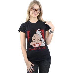 Disney Women's Cruella De Vil Cropped Head Cotton T-Shirt in Black Size: Large Black L Disney Women's Cruella De Vil Cropped Head Cotton T-Shirt in Black Size: Large Black L