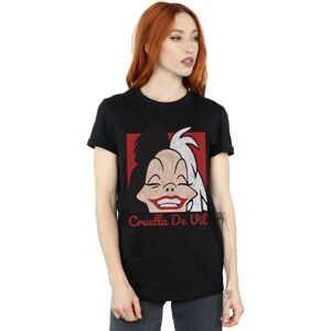 Disney Women's Cruella De Vil Cropped Head Cotton Boyfriend T-Shirt in Black Size: Large Black L Disney Women's Cruella De Vil Cropped Head Cotton Boyfriend T-Shirt in Black Size: Large Black L