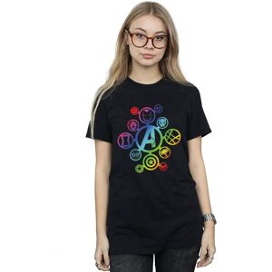 Marvel Women's Avengers Infinity War Rainbow Icons Cotton Boyfriend T-Shirt in Black Size: XL Black XL Marvel Women's Avengers Infinity War Rainbow Icons Cotton Boyfriend T-Shirt in Black Size: XL Black XL