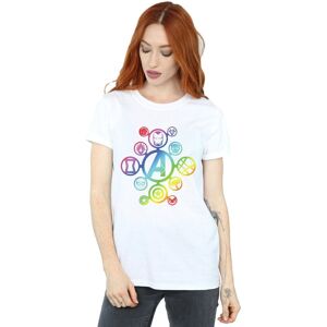 Marvel Women's Avengers Infinity War Rainbow Icons Cotton Boyfriend T-Shirt in White Size: Large White L Marvel Women's Avengers Infinity War Rainbow Icons Cotton Boyfriend T-Shirt in White Size: Large White L