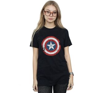Marvel Women's Captain America Civil War Distressed Shield Cotton Boyfriend T-Shirt in Black Size: Medium Black M Marvel Women's Captain America Civil War Distressed Shield Cotton Boyfriend T-Shirt in Black Size: Medium Black M