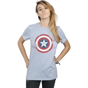Marvel Women's Captain America Civil War Distressed Shield Cotton Boyfriend T-Shirt in Grey Size: Medium Grey M Marvel Women's Captain America Civil War Distressed Shield Cotton Boyfriend T-Shirt in Grey Size: Medium Grey M