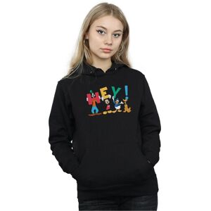 Disney Women's Mickey Mouse Friends Hey Hoodie in Black Size: Small Black S Disney Women's Mickey Mouse Friends Hey Hoodie in Black Size: Small Black S