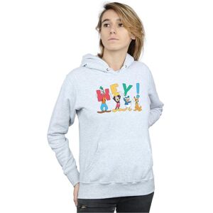 Disney Women's Mickey Mouse Friends Hey Hoodie in Grey Size: Small Grey S Disney Women's Mickey Mouse Friends Hey Hoodie in Grey Size: Small Grey S