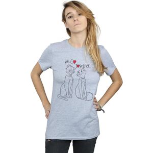 Disney Women's Aristocats We Go Together Cotton Boyfriend T-Shirt in Grey Size: Medium Grey M Disney Women's Aristocats We Go Together Cotton Boyfriend T-Shirt in Grey Size: Medium Grey M