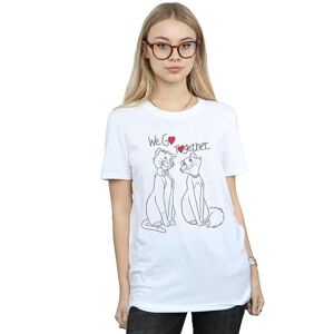 Disney Women's Aristocats We Go Together Cotton Boyfriend T-Shirt in White Size: Small White S Disney Women's Aristocats We Go Together Cotton Boyfriend T-Shirt in White Size: Small White S