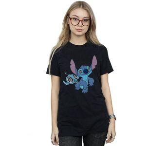 Disney Women's Lilo & Stitch Hypnotized Cotton Boyfriend T-Shirt in Black Size: Medium Black M Disney Women's Lilo & Stitch Hypnotized Cotton Boyfriend T-Shirt in Black Size: Medium Black M