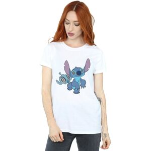 Disney Women's Lilo & Stitch Hypnotized Cotton Boyfriend T-Shirt in White Size: Medium White M Disney Women's Lilo & Stitch Hypnotized Cotton Boyfriend T-Shirt in White Size: Medium White M