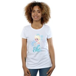 Disney Women's Frozen Elsa Snowflakes Cotton T-Shirt in White Size: Large White L Disney Women's Frozen Elsa Snowflakes Cotton T-Shirt in White Size: Large White L