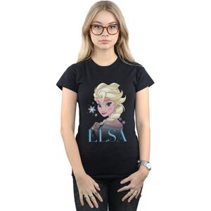 Disney Women's Frozen Elsa Snowflake Portrait Cotton T-Shirt in Black Size: Medium Black M Disney Women's Frozen Elsa Snowflake Portrait Cotton T-Shirt in Black Size: Medium Black M