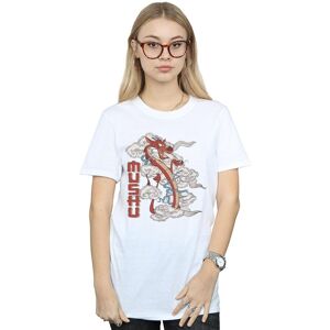 Disney Women's Mulan Mushu Dragon Cotton Boyfriend T-Shirt in White Size: 3XL White 3XL Disney Women's Mulan Mushu Dragon Cotton Boyfriend T-Shirt in White Size: 3XL White 3XL