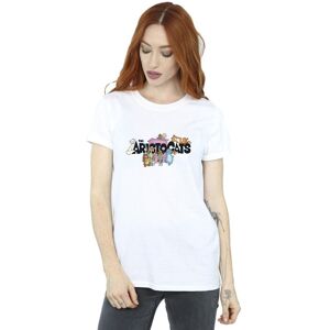 Disney Women's Aristocats Logo Cotton Boyfriend T-Shirt in White Size: 4XL White 4XL Disney Women's Aristocats Logo Cotton Boyfriend T-Shirt in White Size: 4XL White 4XL