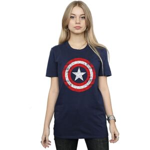 Marvel Women's Avengers Captain America Scratched Shield Cotton Boyfriend T-Shirt in Navy Size: Large Navy L Marvel Women's Avengers Captain America Scratched Shield Cotton Boyfriend T-Shirt in Navy Size: Large Navy L