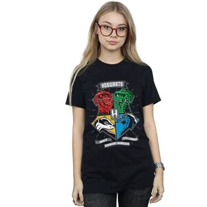 Harry Potter Women's Hogwarts Toon Crest Cotton Boyfriend T-Shirt in Black Size: Medium Black M Harry Potter Women's Hogwarts Toon Crest Cotton Boyfriend T-Shirt in Black Size: Medium Black M