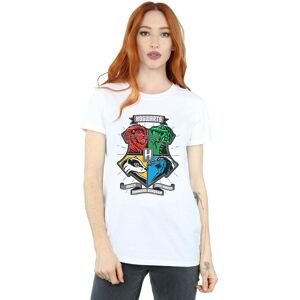 Harry Potter Women's Hogwarts Toon Crest Cotton Boyfriend T-Shirt in White Size: 2XL White 2XL Harry Potter Women's Hogwarts Toon Crest Cotton Boyfriend T-Shirt in White Size: 2XL White 2XL