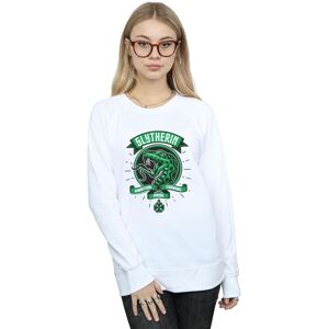 Harry Potter Women's Slytherin Toon Crest Sweatshirt in White Size: Medium White M Harry Potter Women's Slytherin Toon Crest Sweatshirt in White Size: Medium White M