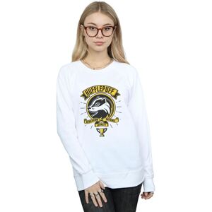 Harry Potter Women's Hufflepuff Toon Crest Sweatshirt in White Size: Medium White M Harry Potter Women's Hufflepuff Toon Crest Sweatshirt in White Size: Medium White M