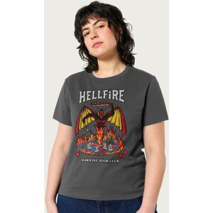 Stranger Things Women's Hellfire Hawkins High Club Relaxed Fit T-Shirt in Charcoal Size: Small Charcoal S Stranger Things Women's Hellfire Hawkins High Club Relaxed Fit T-Shirt in Charcoal Size: Small Charcoal S