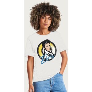 Elvisly Yours Women's Elvis Presley Retro Yellow Circle Logo Relaxed Fit T-Shirt in White Size: Large White L Elvisly Yours Women's Elvis Presley Retro Yellow Circle Logo Relaxed Fit T-Shirt in White Size: Large White L