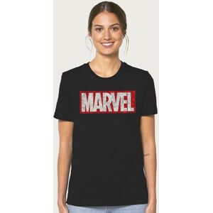 Marvel Women's Classic Comic Book Logo Relaxed Fit T-Shirt in Black Size: Large Black L Marvel Women's Classic Comic Book Logo Relaxed Fit T-Shirt in Black Size: Large Black L