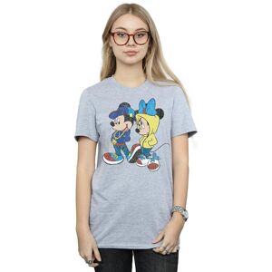 Disney Women's Mickey & Minnie Mouse Pose Cotton Boyfriend T-Shirt in Grey Size: Medium Grey M Disney Women's Mickey & Minnie Mouse Pose Cotton Boyfriend T-Shirt in Grey Size: Medium Grey M