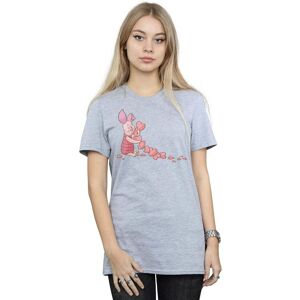 Disney Women's Winnie The Pooh Piglet Chain Of Hearts Cotton Boyfriend T-Shirt in Grey Size: Medium Grey M Disney Women's Winnie The Pooh Piglet Chain Of Hearts Cotton Boyfriend T-Shirt in Grey Size: Medium Grey M