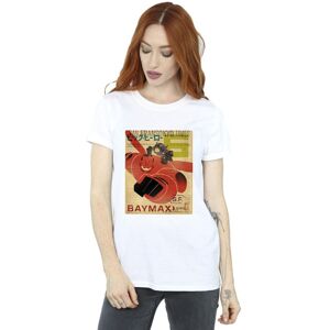 Disney Women's Big Hero 6 Baymax Flying Baymax Newspaper Cotton Boyfriend T-Shirt in White Size: Large White L Disney Women's Big Hero 6 Baymax Flying Baymax Newspaper Cotton Boyfriend T-Shirt in White Size: Large White L