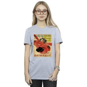 Disney Women's Big Hero 6 Baymax Flying Baymax Newspaper Cotton Boyfriend T-Shirt in Grey Size: Large Grey L Disney Women's Big Hero 6 Baymax Flying Baymax Newspaper Cotton Boyfriend T-Shirt in Grey Size: Large Grey L
