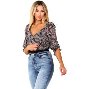 ELAINA FASHION Women's V Neck Black Floral Print Shirt Size: 8 Black 8 ELAINA FASHION Women's V Neck Black Floral Print Shirt Size: 8 Black 8