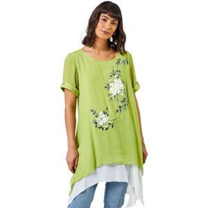 Roman Women's Floral Print Asymmetric Tunic Top in Lime Size: 10 Lime 10 Roman Women's Floral Print Asymmetric Tunic Top in Lime Size: 10 Lime 10