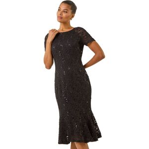 Roman Leaf Sequin Midi Dress - Black - Size 12 - Midi Dress Roman Leaf Sequin Midi Dress - Black - Size 12 - Midi Dress