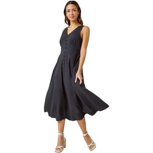 Roman Women's Sleeveless Button Detail Cotton Midi Dress in Black Size: 20 Black 20 Roman Women's Sleeveless Button Detail Cotton Midi Dress in Black Size: 20 Black 20
