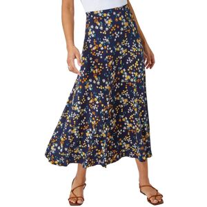 Roman Women's Ditsy Floral Print Elastic Waist Midi Skirt in Navy Size: 14 Navy 14 Roman Women's Ditsy Floral Print Elastic Waist Midi Skirt in Navy Size: 14 Navy 14