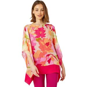 Roman Women's Floral Print Cold Shoulder Chiffon Top in Orange Size: 10 Orange 10 Roman Women's Floral Print Cold Shoulder Chiffon Top in Orange Size: 10 Orange 10