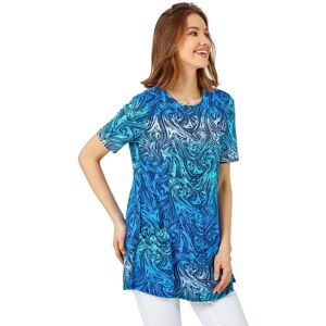 Roman Women's Swirl Print Stretch Pocket Tunic Top in Blue Size: 10 Blue 10 Roman Women's Swirl Print Stretch Pocket Tunic Top in Blue Size: 10 Blue 10