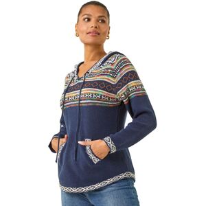 Roman Women's Nordic Print Hooded V-Neck Jumper in Midnight Size: 16 Midnight 16 Roman Women's Nordic Print Hooded V-Neck Jumper in Midnight Size: 16 Midnight 16