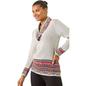 Roman Women's Nordic Print Button Detail Jumper in Grey Size: 18 Grey 18 Roman Women's Nordic Print Button Detail Jumper in Grey Size: 18 Grey 18