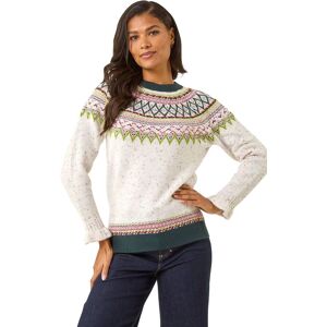 Roman Women's Fairisle Frill Detail Stretch Jumper Size: 12 Multicolor 12 Roman Women's Fairisle Frill Detail Stretch Jumper Size: 12 Multicolor 12