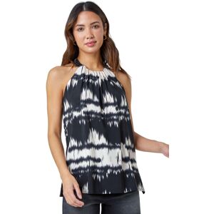 Roman Women's Tie Dye Stretch Jersey Halterneck Top in Black Size: 20 Black 20 Roman Women's Tie Dye Stretch Jersey Halterneck Top in Black Size: 20 Black 20