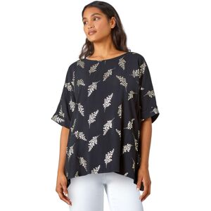 Roman Women's Metallic Floral Print Oversized T-Shirt in Black Size: 12 Black 12 Roman Women's Metallic Floral Print Oversized T-Shirt in Black Size: 12 Black 12