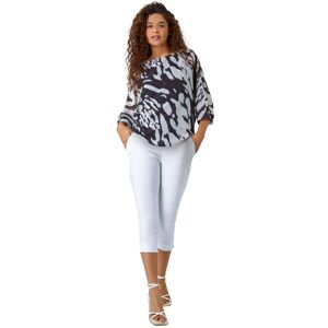 Roman Women's Abstract Print Chiffon Overlay Top in Ivory Size: 12 Ivory 12 Roman Women's Abstract Print Chiffon Overlay Top in Ivory Size: 12 Ivory 12