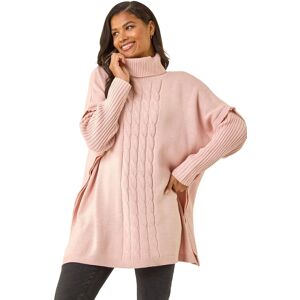 Roman Women's Cable Knit Roll Neck Poncho Jumper in Pink Size: S/M Pink S/M Roman Women's Cable Knit Roll Neck Poncho Jumper in Pink Size: S/M Pink S/M