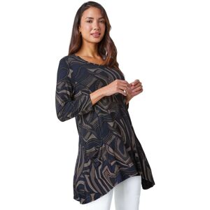 Roman Women's Swirl Print Hanky Hem Stretch Top in Taupe Size: 10 Taupe 10 Roman Women's Swirl Print Hanky Hem Stretch Top in Taupe Size: 10 Taupe 10