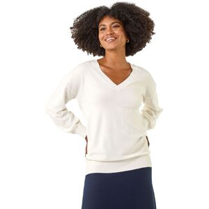 Roman Women's V-Neck Stretch Jumper in Ivory Size: 12 Ivory 12 Roman Women's V-Neck Stretch Jumper in Ivory Size: 12 Ivory 12