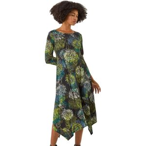 Roman Women's Floral Hanky Hem Stretch Midi Dress in Green Size: 10 Green 10 Roman Women's Floral Hanky Hem Stretch Midi Dress in Green Size: 10 Green 10