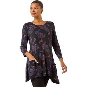 Roman Women's Paisley Pocket Detail Stretch Tunic Swing Top in Purple Size: 18 Purple 18 Roman Women's Paisley Pocket Detail Stretch Tunic Swing Top in Purple Size: 18 Purple 18